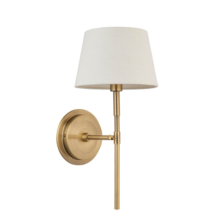 Rennes 8 Inch Ivory Tapered Shade Wall Light With Cici Antique Brass Metal Base