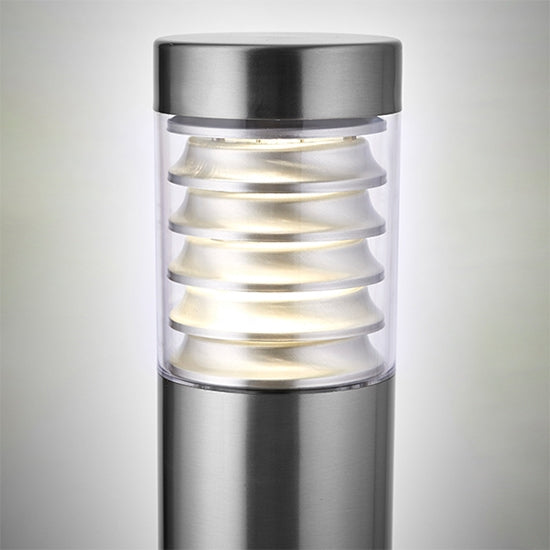 Equinox LED Clear Polycarbonate Shade Outdoor Post In Brushed Stainless Steel