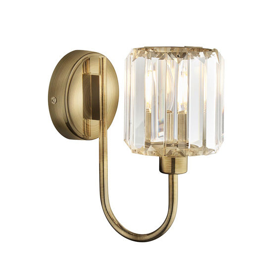 Berenice Clear Glass Shades Wall Light Antique Brass