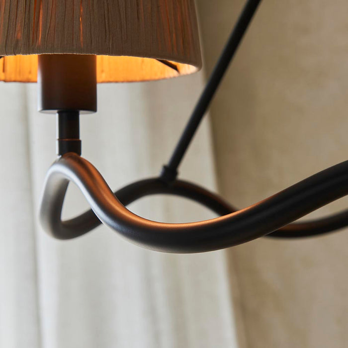 Wriggle 3 Lights Raffia Shade Ceiling Pendant Light In Matt Black