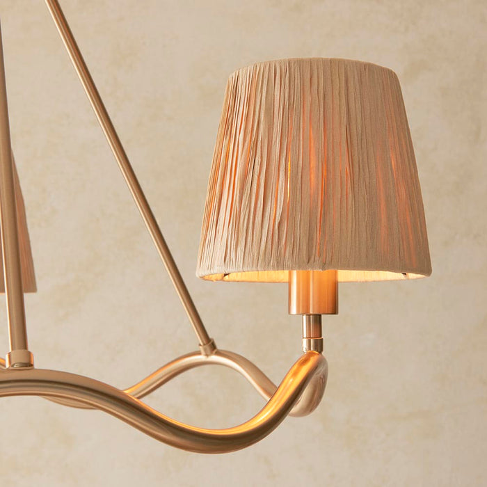 Wriggle 3 Lights Raffia Shade Ceiling Pendant Light In Brushed Aged Brass
