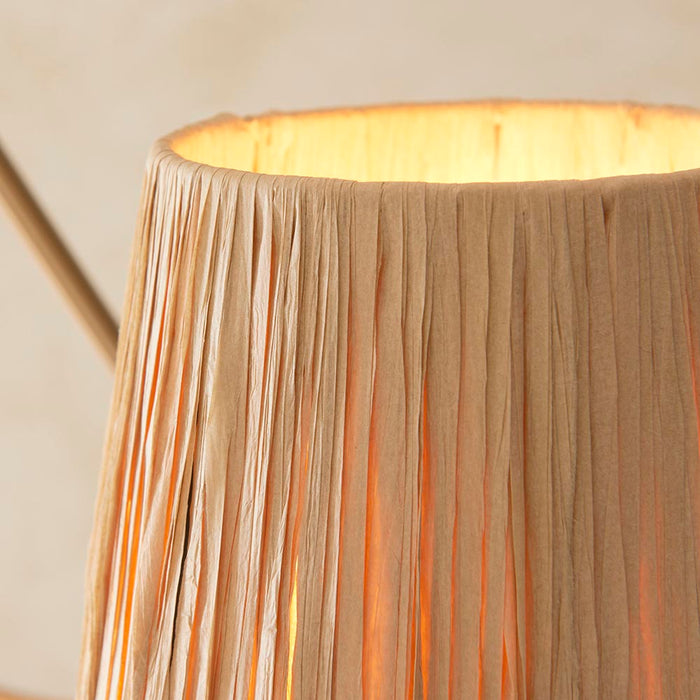 Wriggle 3 Lights Raffia Shade Ceiling Pendant Light In Brushed Aged Brass