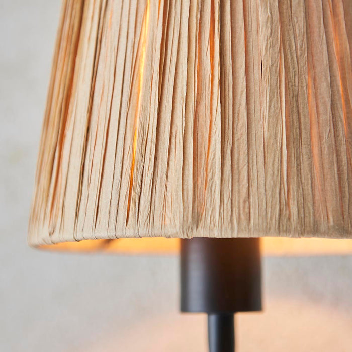 Wriggle Raffia Shade Wall Light In Matt Black