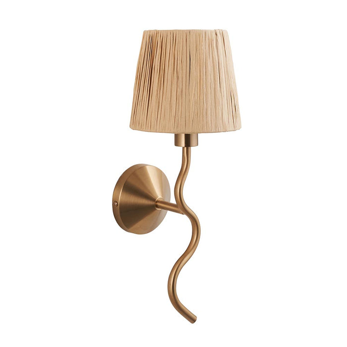 Wriggle Raffia Shade Wall Light In Brushed Aged Brass