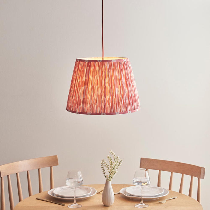 Eltham And Ikat 40cm Coral Pink Shade Ceiling Light With Red Colour Braided Cable