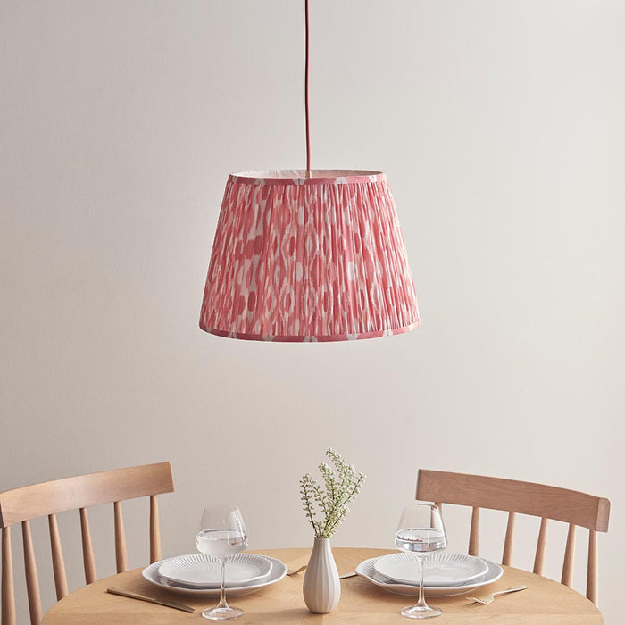 Eltham And Ikat 40cm Coral Pink Shade Ceiling Light With Red Colour Braided Cable