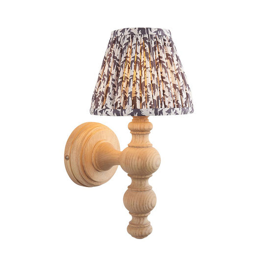 Bibury Leaf 16cm Pearl Fabric Shade Wall Light Natural Ash