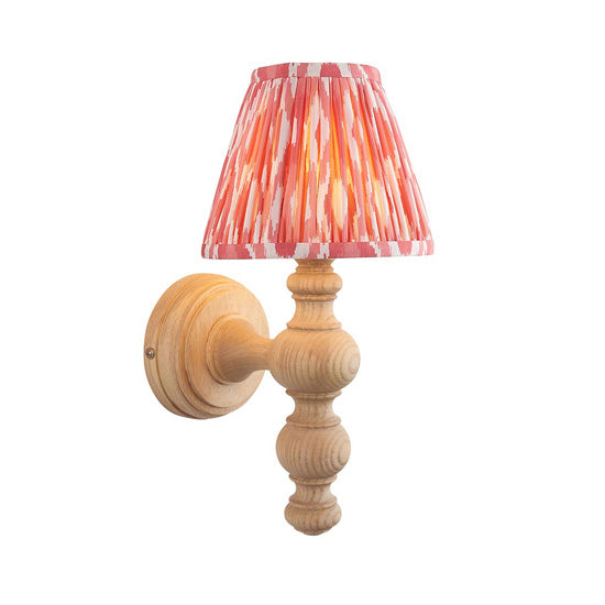 Bibury Ikat 16cm Coral Fabric Shade Wall Light Natural Ash