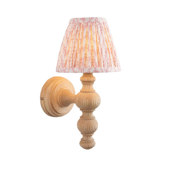 Bibury Leaf 16cm Peachy Keen Fabric Shade Wall Light Ash