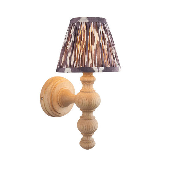 Bibury Ikat 16cm Pearl Fabric Shade Wall Light Natural Ash