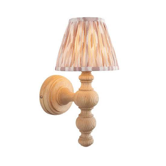 Bibury Ikat 16cm Neutral Fabric Shade Wall Light Ash
