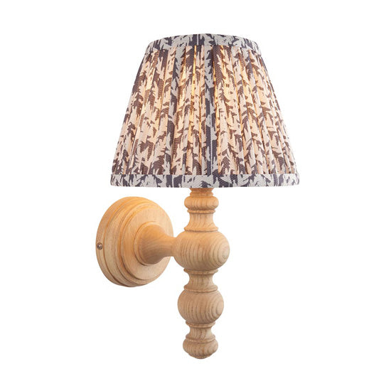 Bibury Leaf 20cm Pearl Fabric Shade Wall Light Natural Ash