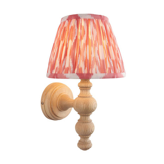 Bibury Ikat 20cm Coral Fabric Shade Wall Light Natural Ash
