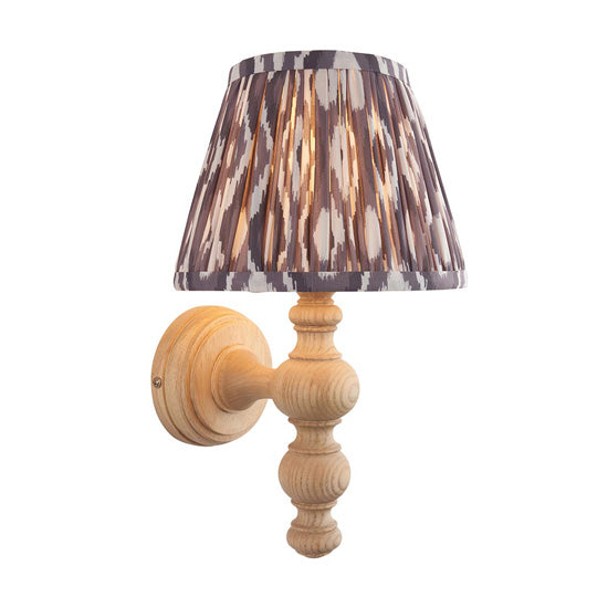 Bibury Ikat 20cm Pearl Fabric Shade Wall Light Natural Ash