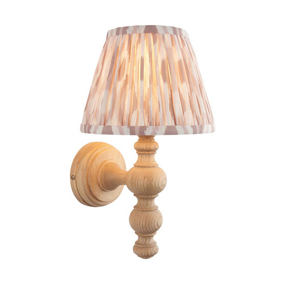 Bibury Ikat 20cm Neutral Fabric Shade Wall Light Ash