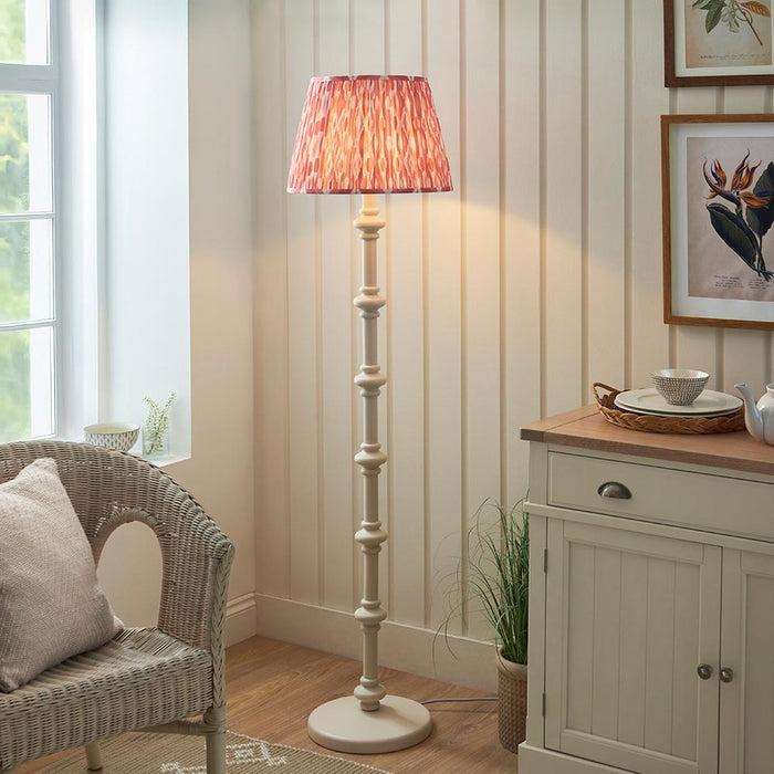Carnaby And Ikat 40cm Coral Pink Shade Floor Lamp With Satin Almond White Base