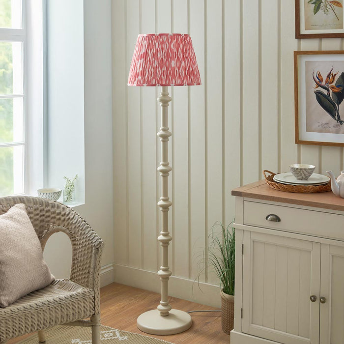 Carnaby And Ikat 40cm Coral Pink Shade Floor Lamp With Satin Almond White Base
