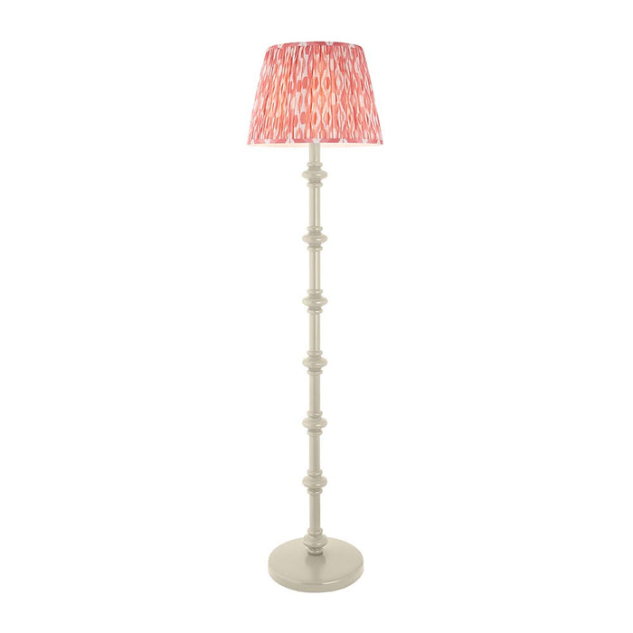 Carnaby And Ikat 40cm Coral Pink Shade Floor Lamp With Satin Almond White Base
