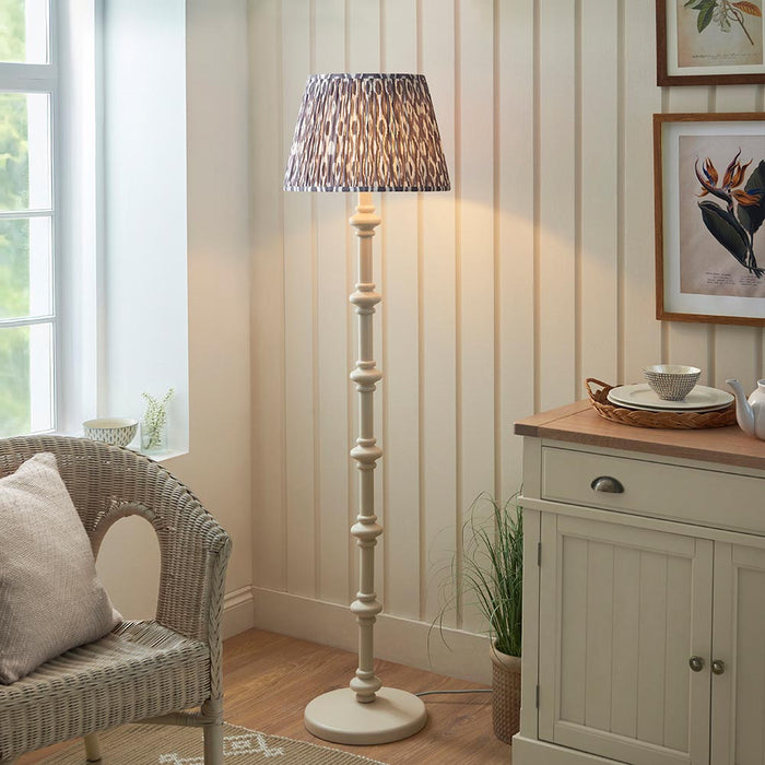 Carnaby And Ikat 40cm Pearl Grey Shade Floor Lamp With Satin Almond White Base