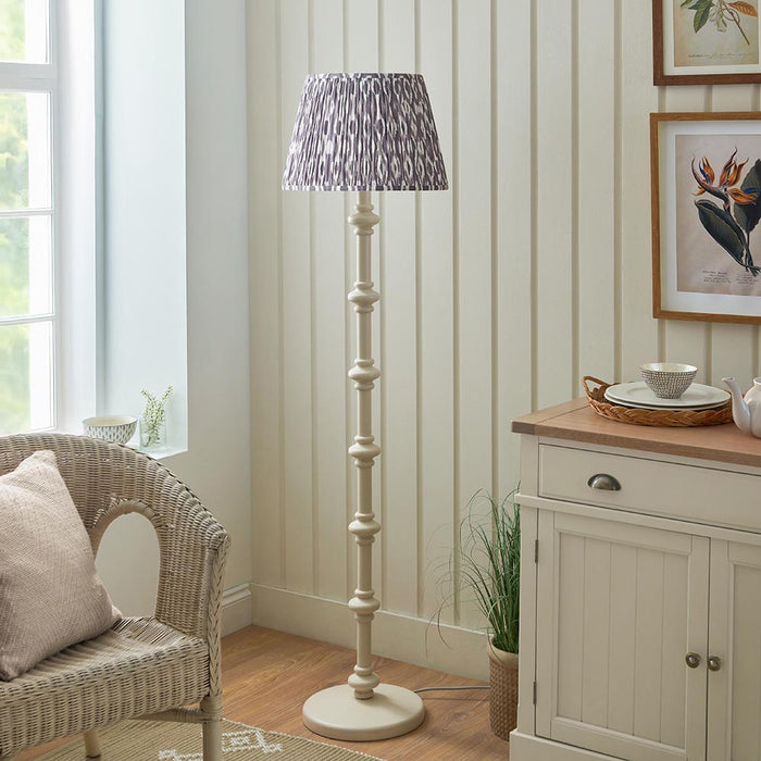 Carnaby And Ikat 40cm Pearl Grey Shade Floor Lamp With Satin Almond White Base