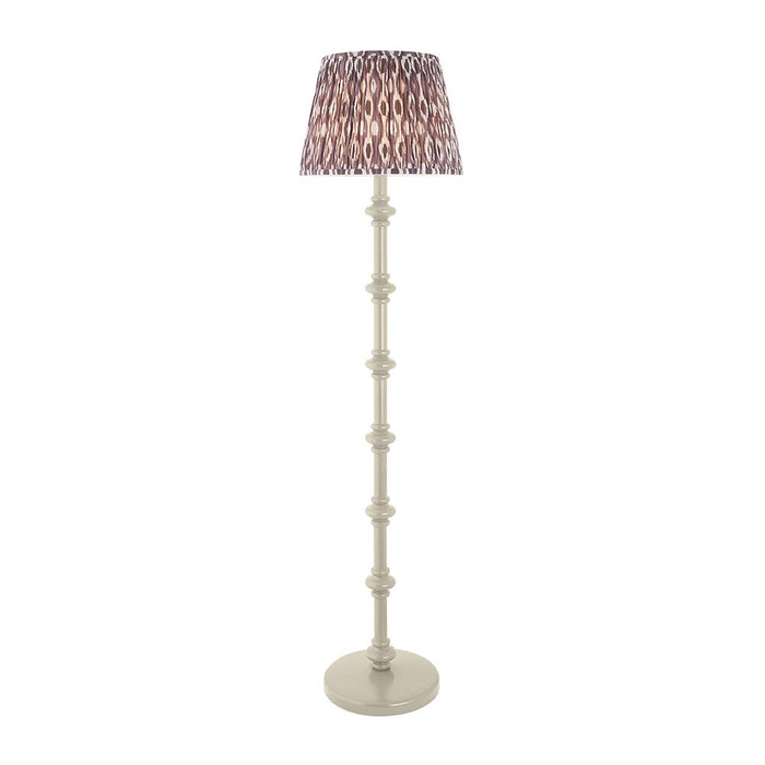 Carnaby And Ikat 40cm Pearl Grey Shade Floor Lamp With Satin Almond White Base