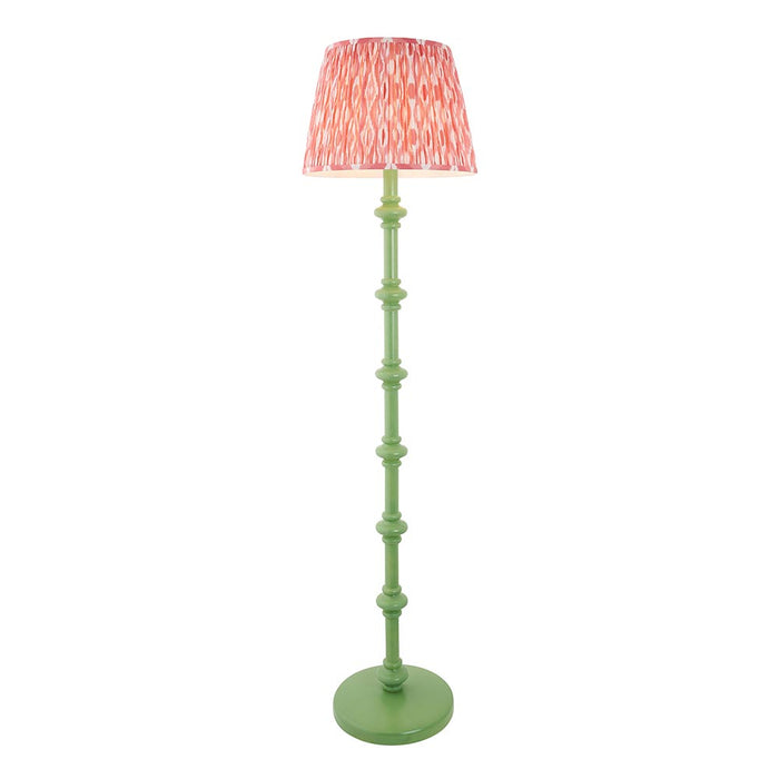 Carnaby And Ikat 40cm Coral Pink Shade Floor Lamp With Satin Cotswold Green Base