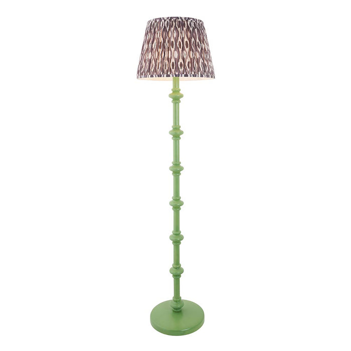 Carnaby And Ikat 40cm Pearl Grey Shade Floor Lamp With Satin Cotswold Green Base