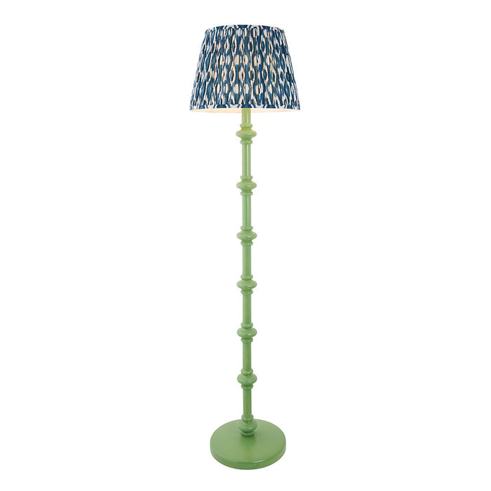 Carnaby And Ikat 40cm Marlin Blue Shade Floor Lamp With Satin Cotswold Green Base
