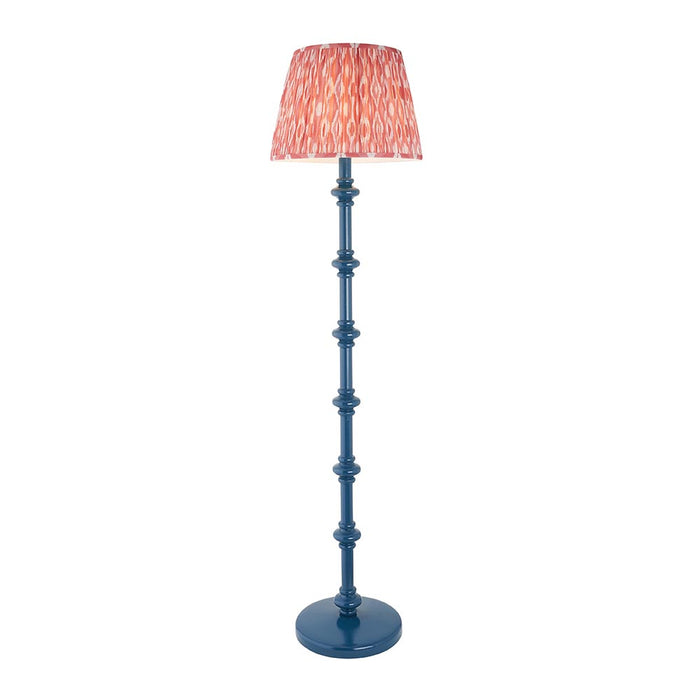 Carnaby And Ikat 40cm Coral Pink Shade Floor Lamp With Satin Marlin Blue Base