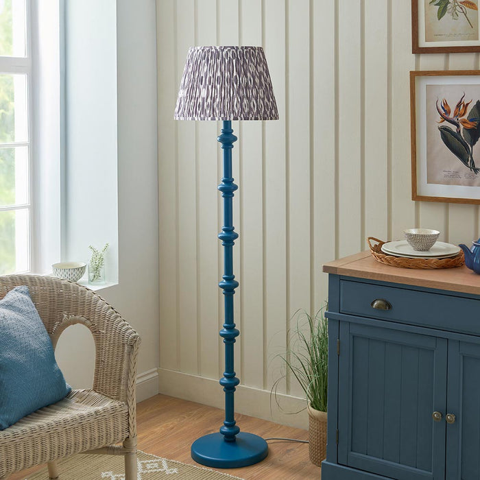 Carnaby And Ikat 40cm Pearl Grey Shade Floor Lamp With Satin Marlin Blue Base