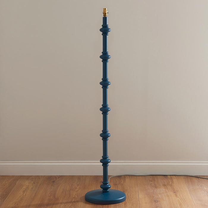 Carnaby And Ikat 40cm Pearl Grey Shade Floor Lamp With Satin Marlin Blue Base