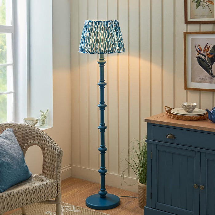 Carnaby And Ikat 40cm Marlin Blue Shade Floor Lamp With Satin Marlin Blue Base