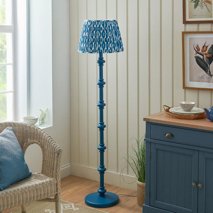 Carnaby And Ikat 40cm Marlin Blue Shade Floor Lamp With Satin Marlin Blue Base