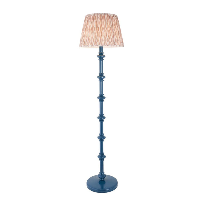 Carnaby And Ikat 40cm Neutral Shade Floor Lamp With Satin Marlin Blue Base