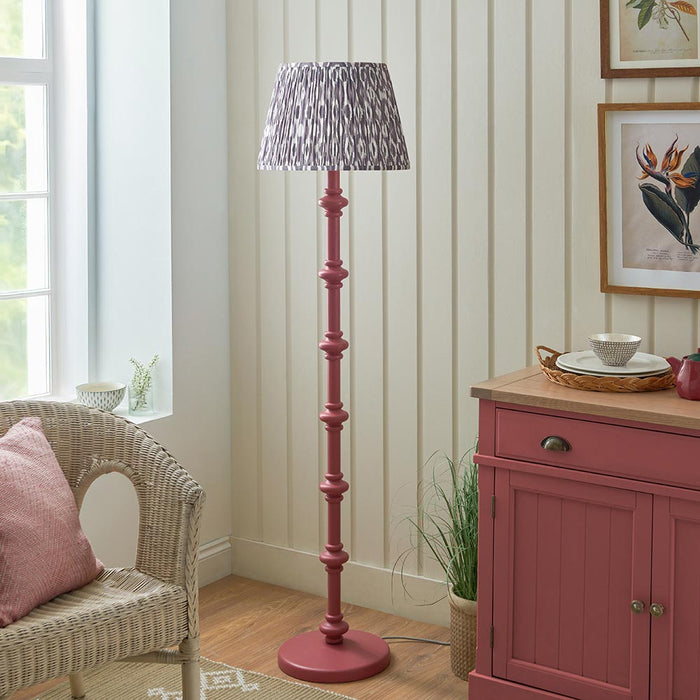 Carnaby And Ikat 40cm Pearl Grey Shade Floor Lamp With Satin Pink Clay Base