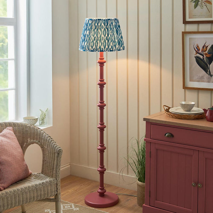 Carnaby And Ikat 40cm Marlin Blue Shade Floor Lamp With Satin Pink Clay Base