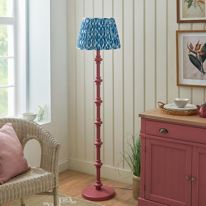 Carnaby And Ikat 40cm Marlin Blue Shade Floor Lamp With Satin Pink Clay Base