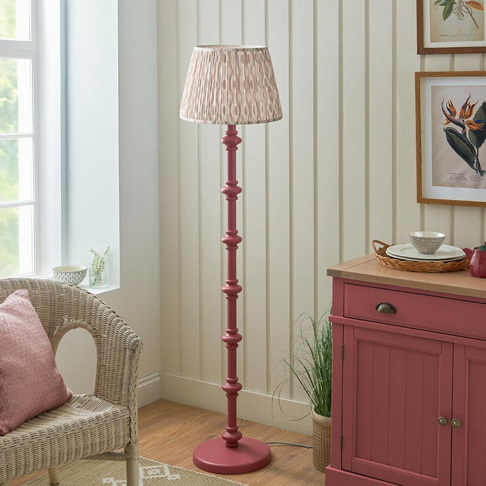 Carnaby And Ikat 40cm Neutral Shade Floor Lamp With Satin Pink Clay Base