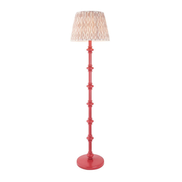 Carnaby And Ikat 40cm Neutral Shade Floor Lamp With Satin Pink Clay Base