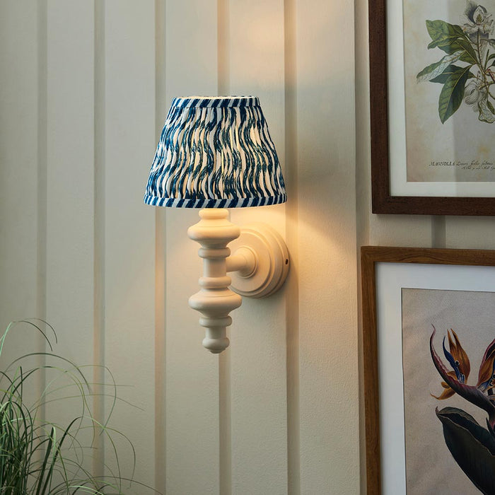 Carnaby And Ripple 20cm Marlin Blue Shade Wall Light With Satin Almond White Base
