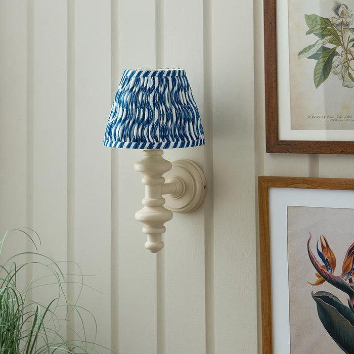 Carnaby And Ripple 20cm Marlin Blue Shade Wall Light With Satin Almond White Base