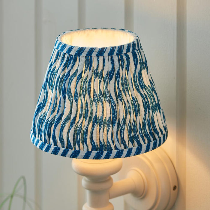 Carnaby And Ripple 20cm Marlin Blue Shade Wall Light With Satin Almond White Base