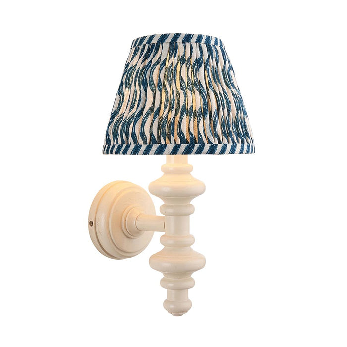 Carnaby And Ripple 20cm Marlin Blue Shade Wall Light With Satin Almond White Base