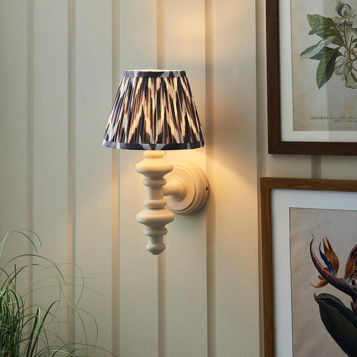 Carnaby And Zigzag 20cm Pearl Grey Shade Wall Light Satin Almond White Base