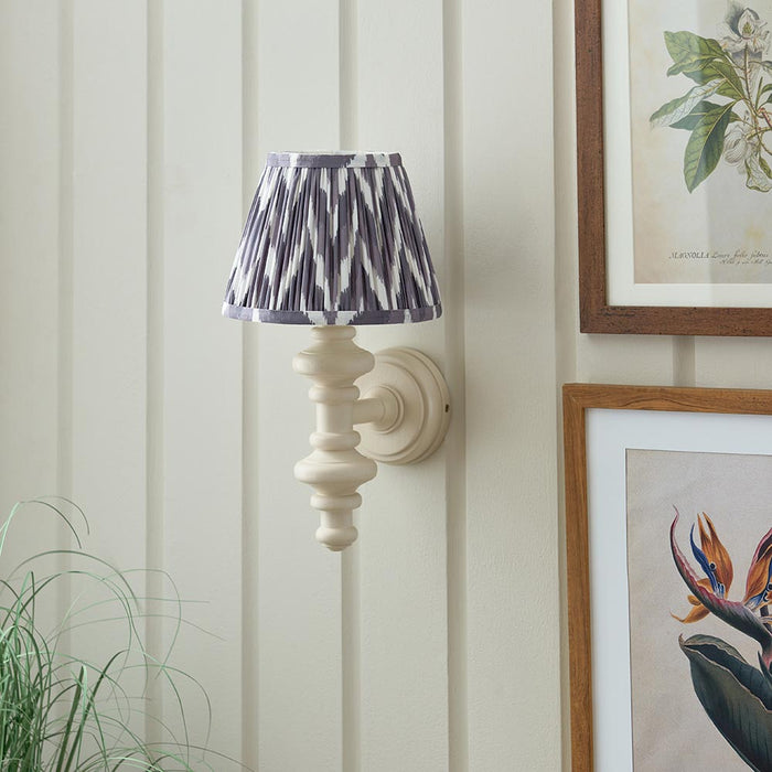 Carnaby And Zigzag 20cm Pearl Grey Shade Wall Light Satin Almond White Base