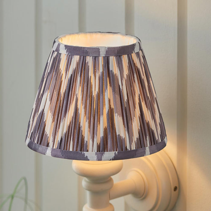 Carnaby And Zigzag 20cm Pearl Grey Shade Wall Light Satin Almond White Base
