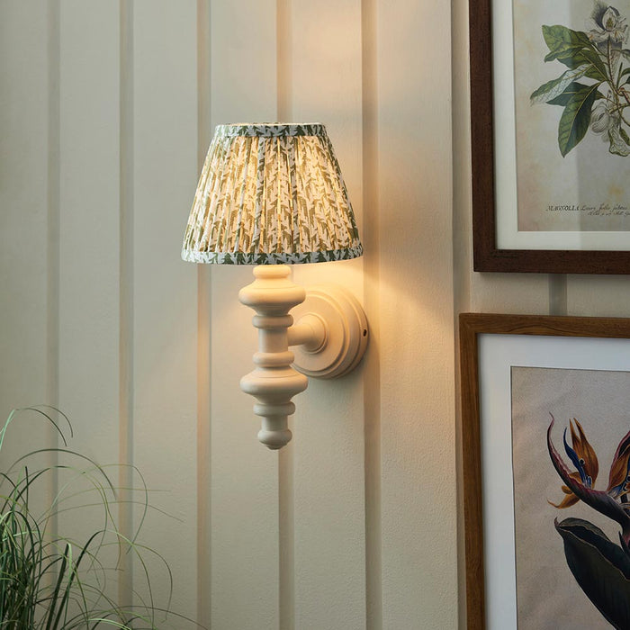 Carnaby And Leaf 20cm Herb Garden Green Shade Wall Light With Satin Almond White Base
