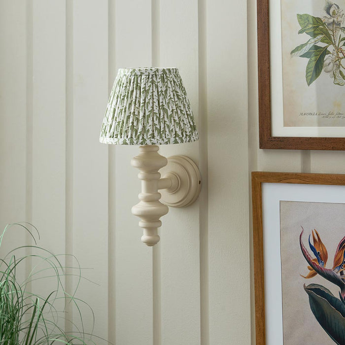 Carnaby And Leaf 20cm Herb Garden Green Shade Wall Light With Satin Almond White Base