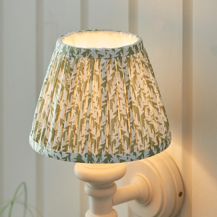 Carnaby And Leaf 20cm Herb Garden Green Shade Wall Light With Satin Almond White Base