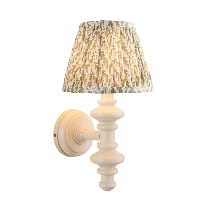 Carnaby And Leaf 20cm Herb Garden Green Shade Wall Light With Satin Almond White Base